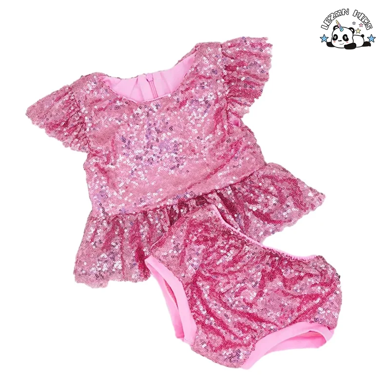 LEZONKIDS - Conjunto de Roupas para Meninas com Estilo Ocidental Doce, Impressão e Padrão Sólido, Calças Largadas, Tecido Macio, Gola de Renda, Logotipo Personalizado